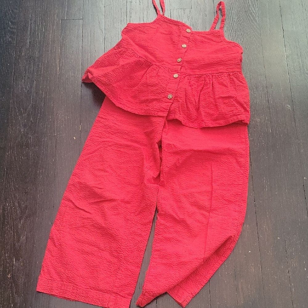 H&M Vibrant Red matching set: top, pants and a thin cotton cardigan